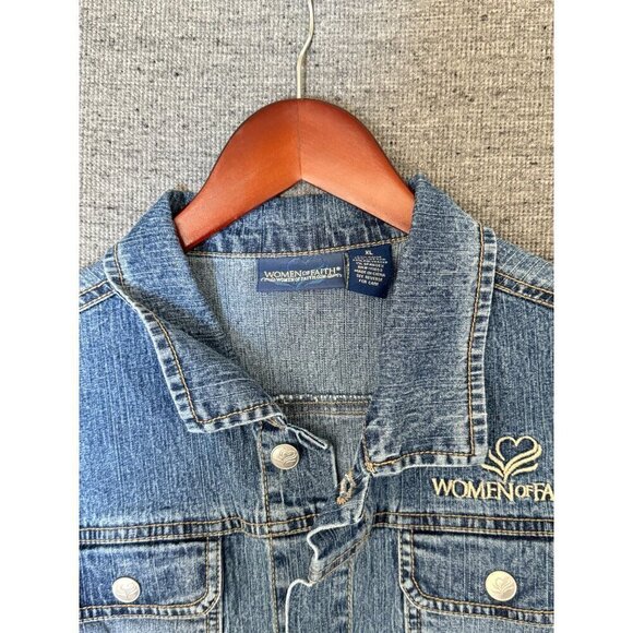Women Of Faith Denim Button Down Jean Jacket Size XL - Picture 4 of 11